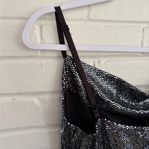 bebe Black Gun Sparkling Mini/Midi Dress, SZ L NWT 🪩 - Picture 7 of 9